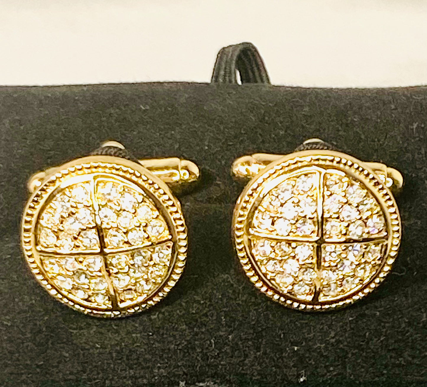 Men’s Gold Rhinestone Cuff Links