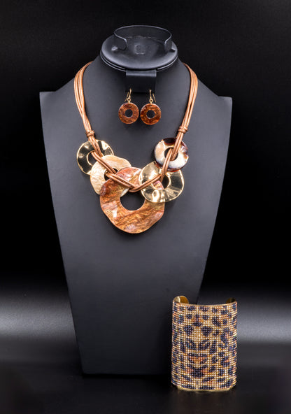 Brown/Gold Necklace Set