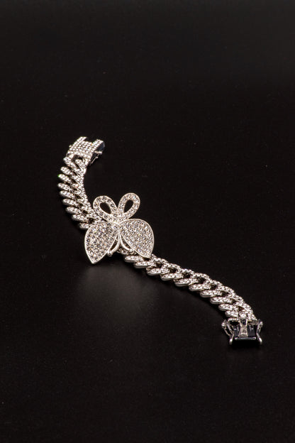 Butterfly Silver Rhinestone Bracelet