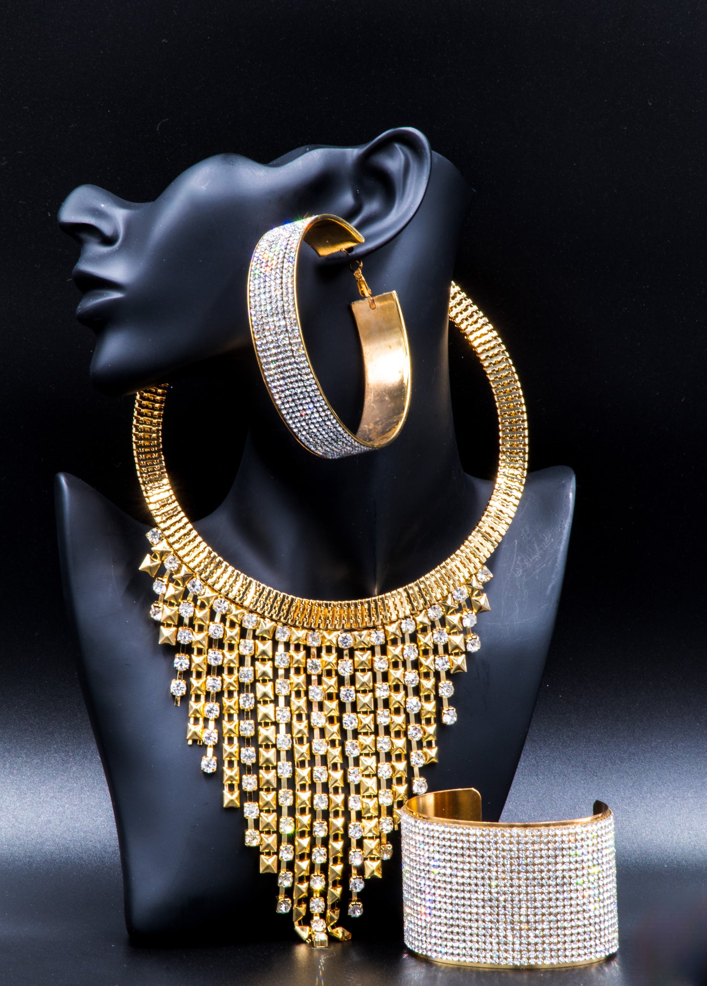 Rhinestone/Goldtone Necklace Set