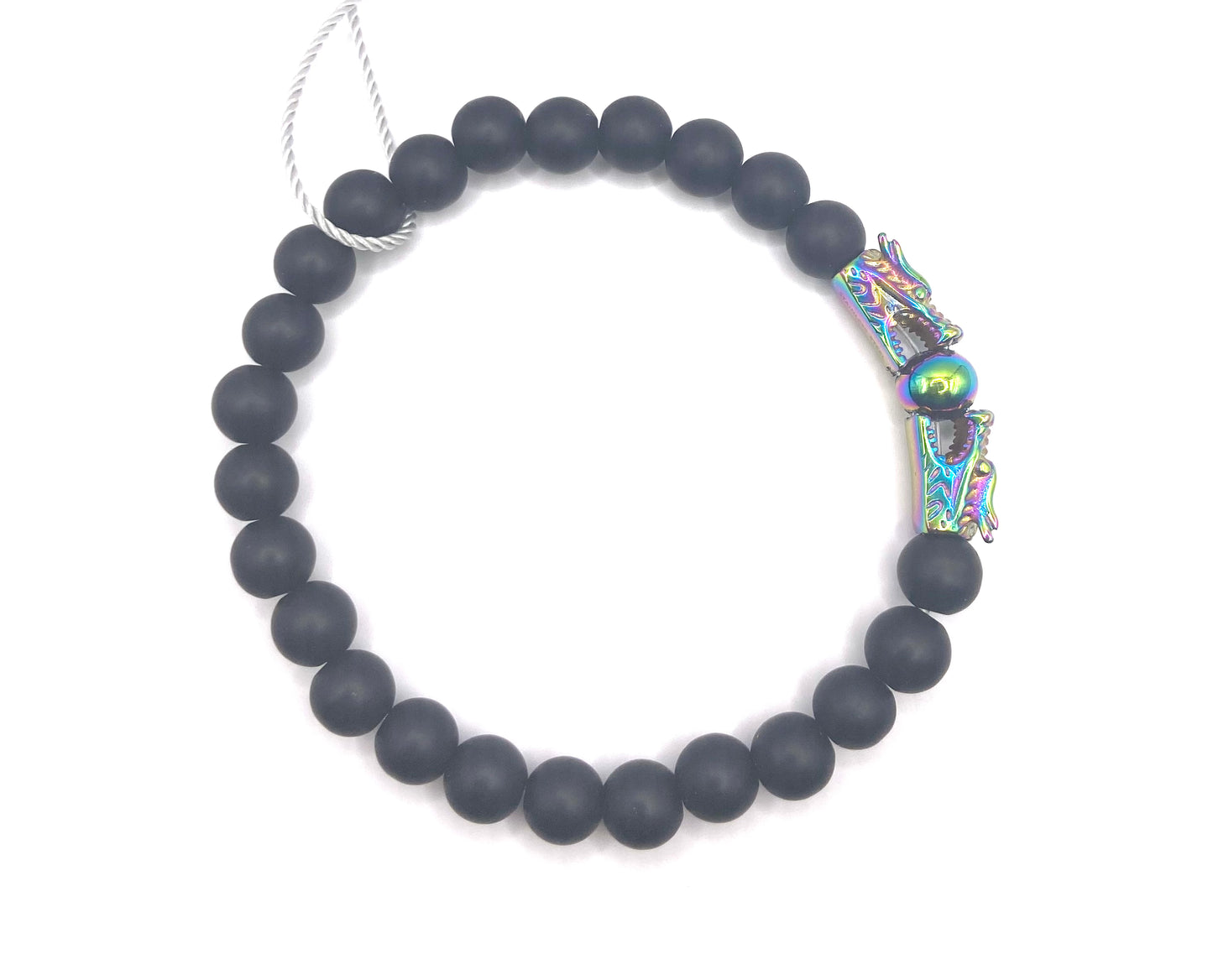 Men’s Black Lava/Iridescent Beaded Bracelet