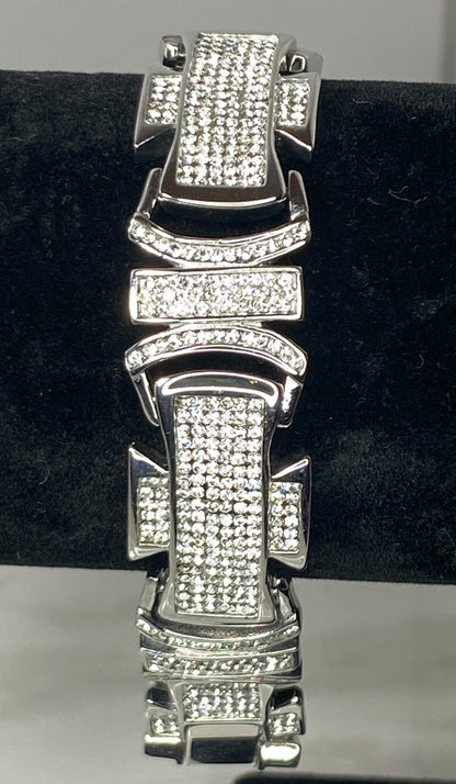 Men’s Silver-Plated Bracelet with Bling