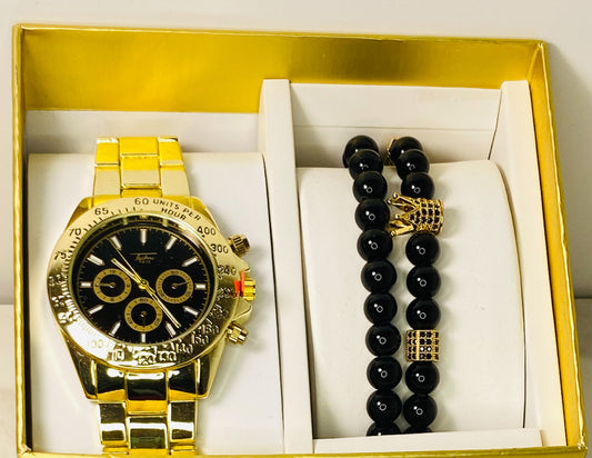 Men’s Gold & Black Watch Set