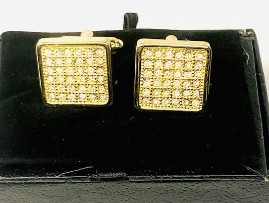 Men’s Gold Rhinestone Cuff Links