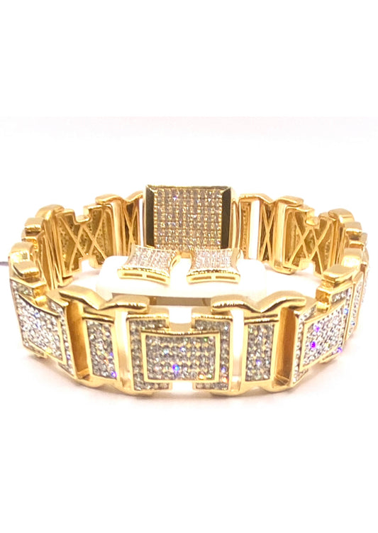 Men’s Gold-Plated Bracelet with Bling