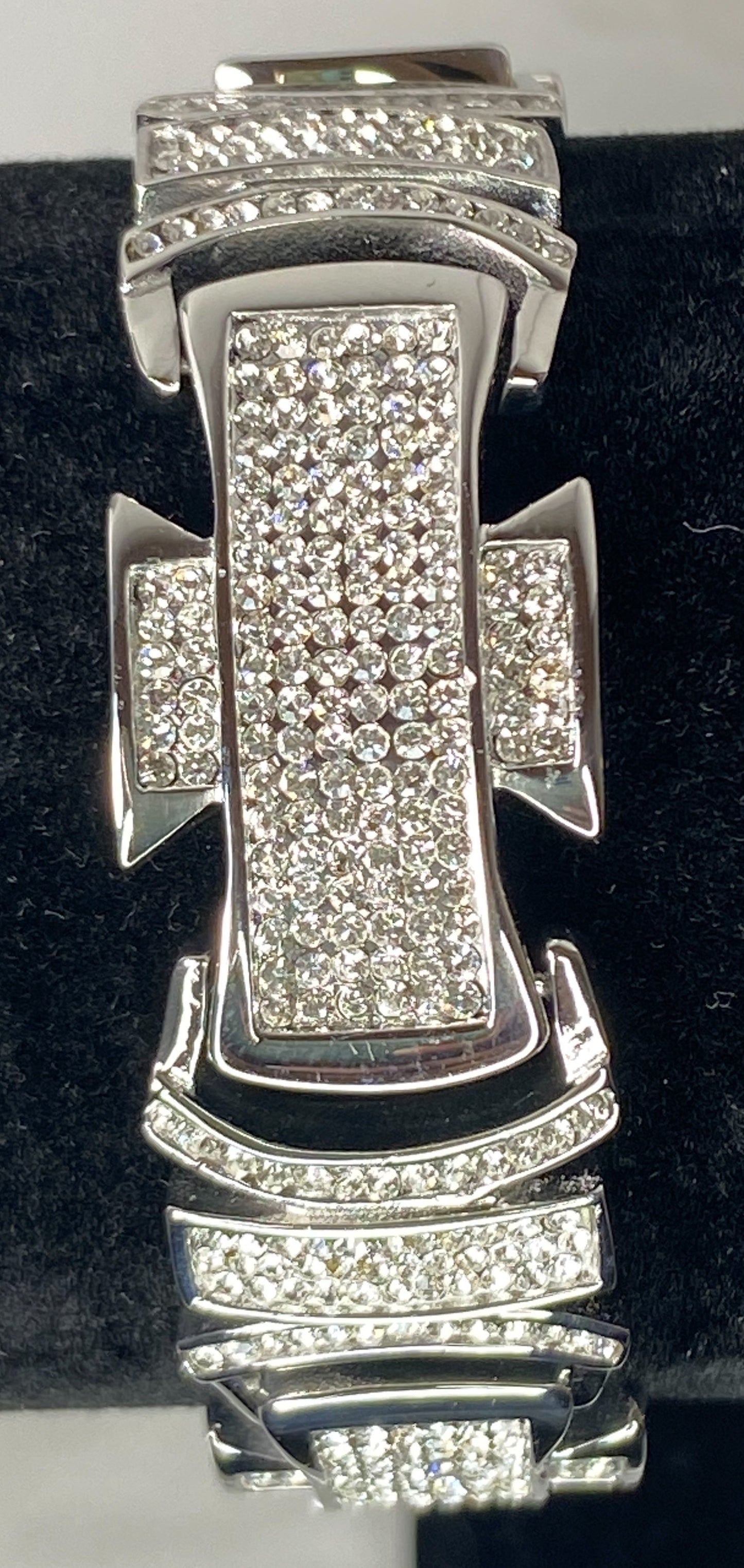 Men’s Silver-Plated Bracelet with Bling