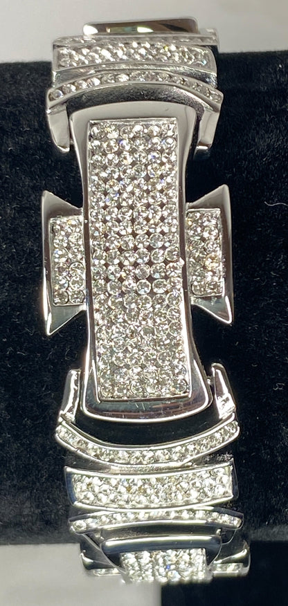 Men’s Silver-Plated Bracelet with Bling