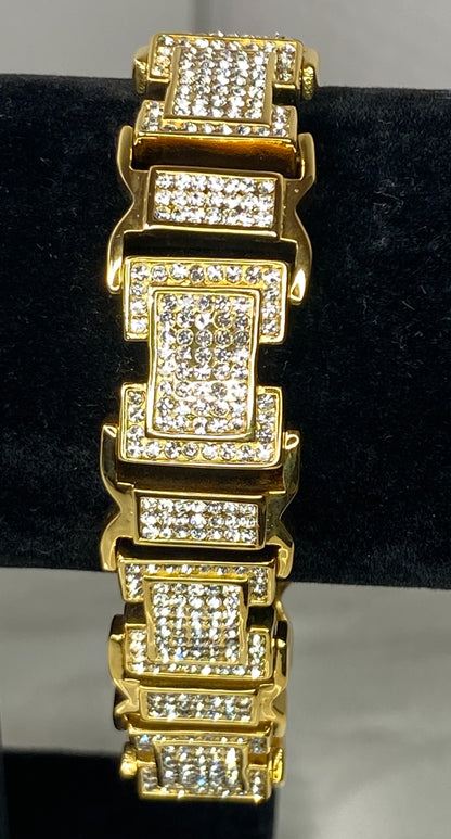 Men’s Gold-Plated Bracelet with Bling