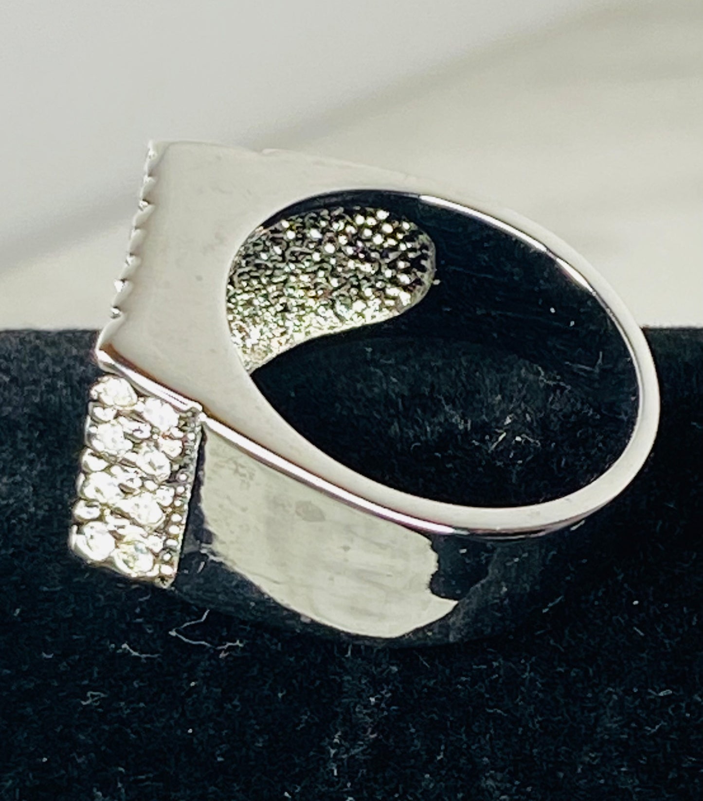 Men’s Silver-Plated Ring (Size 10) with Bling